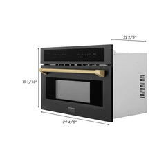 ZLINE Autograph Edition 30” 1.6 cu ft. Built-in Convection Microwave Oven in Black Stainless Steel and Champagne Bronze Accents (MWOZ-30-BS-CB) - The Home Selection