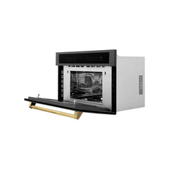 ZLINE Autograph Edition 30” 1.6 cu ft. Built-in Convection Microwave Oven in Black Stainless Steel and Gold Accents (MWOZ-30-BS-G) - The Home Selection