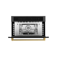 ZLINE Autograph Edition 30” 1.6 cu ft. Built-in Convection Microwave Oven in Black Stainless Steel and Gold Accents (MWOZ-30-BS-G) - The Home Selection