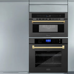ZLINE Autograph Edition 30” 1.6 cu ft. Built-in Convection Microwave Oven in Black Stainless Steel and Gold Accents (MWOZ-30-BS-G) - The Home Selection