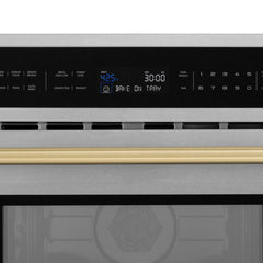 ZLINE Autograph Edition 30” 1.6 cu ft. Built-in Convection Microwave Oven in Fingerprint Resistant Stainless Steel and Champagne Bronze Accents (MWOZ-30-SS-CB) - The Home Selection