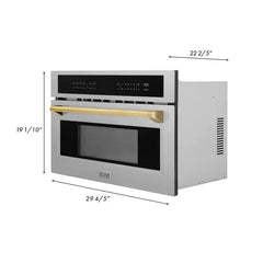 ZLINE Autograph Edition 30” 1.6 cu ft. Built-in Convection Microwave Oven in Fingerprint Resistant Stainless Steel and Gold Accents (MWOZ-30-SS-G) - The Home Selection