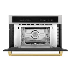 ZLINE Autograph Edition 30” 1.6 cu ft. Built-in Convection Microwave Oven in Fingerprint Resistant Stainless Steel and Gold Accents (MWOZ-30-SS-G) - The Home Selection