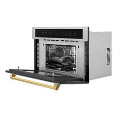 ZLINE Autograph Edition 30” 1.6 cu ft. Built-in Convection Microwave Oven in Fingerprint Resistant Stainless Steel and Gold Accents (MWOZ-30-SS-G) - The Home Selection