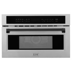 ZLINE Autograph Edition 30” 1.6 cu ft. Built-in Convection Microwave Oven in Fingerprint Resistant Stainless Steel and Matte Black Accents (MWOZ-30-SS-MB) - The Home Selection