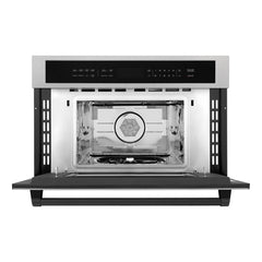 ZLINE Autograph Edition 30” 1.6 cu ft. Built-in Convection Microwave Oven in Fingerprint Resistant Stainless Steel and Matte Black Accents (MWOZ-30-SS-MB) - The Home Selection