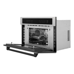 ZLINE Autograph Edition 30” 1.6 cu ft. Built-in Convection Microwave Oven in Fingerprint Resistant Stainless Steel and Matte Black Accents (MWOZ-30-SS-MB) - The Home Selection