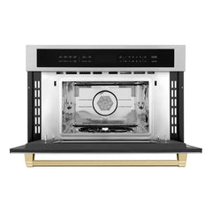 ZLINE Autograph Edition 30” 1.6 cu ft. Built-in Convection Microwave Oven in Stainless Steel and Champagne Bronze Accents (MWOZ-30-CB) - The Home Selection