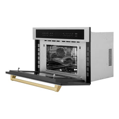 ZLINE Autograph Edition 30” 1.6 cu ft. Built-in Convection Microwave Oven in Stainless Steel and Champagne Bronze Accents (MWOZ-30-CB) - The Home Selection