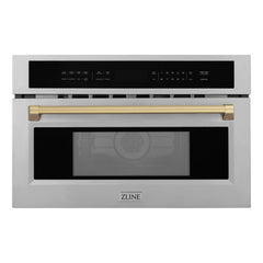 ZLINE Autograph Edition 30” 1.6 cu ft. Built-in Convection Microwave Oven in Stainless Steel and Champagne Bronze Accents (MWOZ-30-CB) - The Home Selection