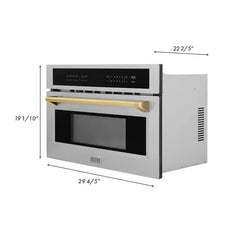 ZLINE Autograph Edition 30” 1.6 cu ft. Built-in Convection Microwave Oven in Stainless Steel and Gold Accents (MWOZ-30-G) - The Home Selection