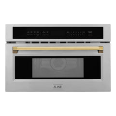 ZLINE Autograph Edition 30” 1.6 cu ft. Built-in Convection Microwave Oven in Stainless Steel and Gold Accents (MWOZ-30-G) - The Home Selection