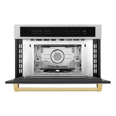 ZLINE Autograph Edition 30” 1.6 cu ft. Built-in Convection Microwave Oven in Stainless Steel and Gold Accents (MWOZ-30-G) - The Home Selection