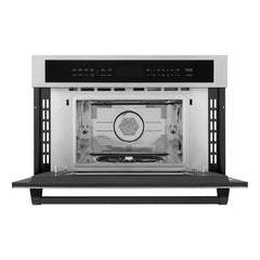 ZLINE Autograph Edition 30” 1.6 cu ft. Built-in Convection Microwave Oven in Stainless Steel and Matte Black Accents (MWOZ-30-MB) - The Home Selection