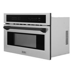 ZLINE Autograph Edition 30” 1.6 cu ft. Built-in Convection Microwave Oven in Stainless Steel and Matte Black Accents (MWOZ-30-MB) - The Home Selection