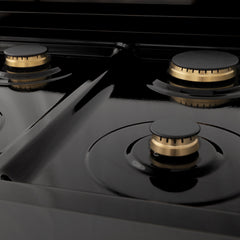 ZLINE Autograph Edition 30" 4.0 cu. ft. Dual Fuel Range with Gas Stove and Electric Oven in Black Stainless Steel with Accents - RABZ-30 - The Home Selection