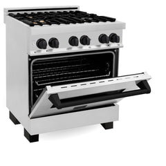ZLINE Autograph Edition 30" 4.0 cu. ft. Dual Fuel Range with Gas Stove and Electric Oven in Stainless Steel with Accents - RAZ-30 - The Home Selection