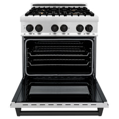 ZLINE Autograph Edition 30" 4.0 cu. ft. Dual Fuel Range with Gas Stove and Electric Oven in Stainless Steel with Accents - RAZ-30 - The Home Selection