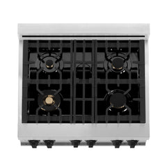 ZLINE Autograph Edition 30" 4.0 cu. ft. Dual Fuel Range with Gas Stove and Electric Oven in Stainless Steel with Accents - RAZ-30 - The Home Selection