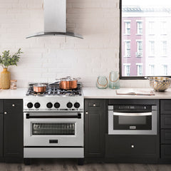 ZLINE Autograph Edition 30" 4.0 cu. ft. Dual Fuel Range with Gas Stove and Electric Oven in Stainless Steel with Accents - RAZ-30 - The Home Selection