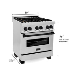 ZLINE Autograph Edition 30" 4.0 cu. ft. Dual Fuel Range with Gas Stove and Electric Oven in Stainless Steel with Accents - RAZ-30 - The Home Selection