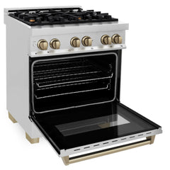 ZLINE Autograph Edition 30" 4.0 cu. ft. Dual Fuel Range with Gas Stove and Electric Oven in Stainless Steel with Accents - RAZ-30 - The Home Selection