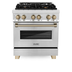 ZLINE Autograph Edition 30" 4.0 cu. ft. Dual Fuel Range with Gas Stove and Electric Oven in Stainless Steel with Accents - RAZ-30 - The Home Selection