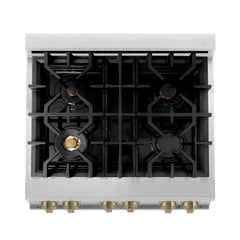 ZLINE Autograph Edition 30" 4.0 cu. ft. Dual Fuel Range with Gas Stove and Electric Oven in Stainless Steel with Accents - RAZ-30 - The Home Selection