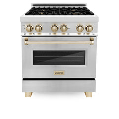 ZLINE Autograph Edition 30" 4.0 cu. ft. Dual Fuel Range with Gas Stove and Electric Oven in Stainless Steel with Accents - RAZ-30 - The Home Selection