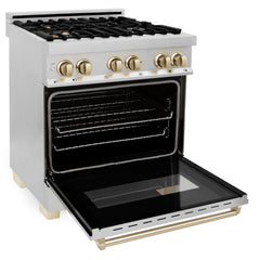 ZLINE Autograph Edition 30" 4.0 cu. ft. Dual Fuel Range with Gas Stove and Electric Oven in Stainless Steel with Accents - RAZ-30 - The Home Selection