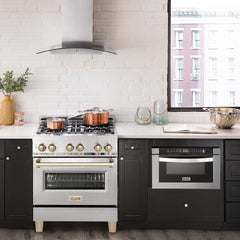 ZLINE Autograph Edition 30" 4.0 cu. ft. Dual Fuel Range with Gas Stove and Electric Oven in Stainless Steel with Accents - RAZ-30 - The Home Selection