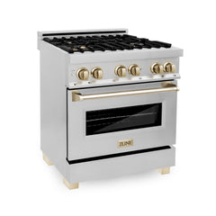 ZLINE Autograph Edition 30" 4.0 cu. ft. Dual Fuel Range with Gas Stove and Electric Oven in Stainless Steel with Accents - RAZ-30 - The Home Selection