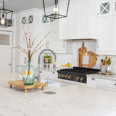 ZLINE Autograph Edition 30" Porcelain Rangetop with 4 Gas Burners in Black Stainless Steel and Accents - RTBZ-30 - The Home Selection