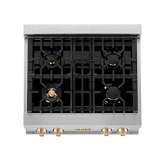 ZLINE Autograph Edition 30" Porcelain Rangetop with 4 Gas Burners in Stainless Steel with Accents - RTZ-30 - The Home Selection