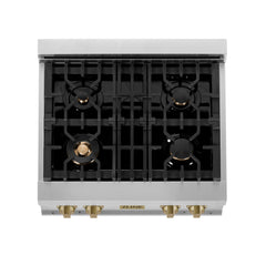 ZLINE Autograph Edition 30" Porcelain Rangetop with 4 Gas Burners in Stainless Steel with Accents - RTZ-30 - The Home Selection