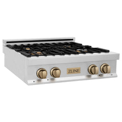 ZLINE Autograph Edition 30" Porcelain Rangetop with 4 Gas Burners in Stainless Steel with Accents - RTZ-30 - The Home Selection