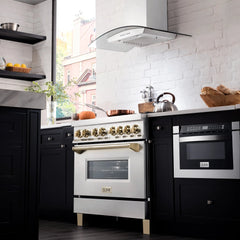 ZLINE Autograph Edition 36" 4.6 cu. ft. Dual Fuel Range with Gas Stove and Electric Oven in Stainless Steel with Accents - RAZ-36 - The Home Selection