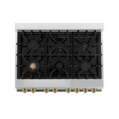 ZLINE Autograph Edition 36" 4.6 cu. ft. Dual Fuel Range with Gas Stove and Electric Oven in Stainless Steel with Accents - RAZ-36 - The Home Selection