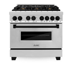 ZLINE Autograph Edition 36" 4.6 cu. ft. Dual Fuel Range with Gas Stove and Electric Oven in Stainless Steel with Accents - RAZ-36 - The Home Selection