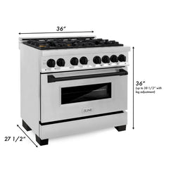 ZLINE Autograph Edition 36" 4.6 cu. ft. Dual Fuel Range with Gas Stove and Electric Oven in Stainless Steel with Accents - RAZ-36 - The Home Selection