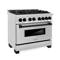 ZLINE Autograph Edition 36" 4.6 cu. ft. Dual Fuel Range with Gas Stove and Electric Oven in Stainless Steel with Accents - RAZ-36 - The Home Selection