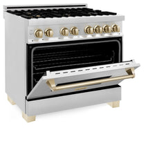 ZLINE Autograph Edition 36" 4.6 cu. ft. Dual Fuel Range with Gas Stove and Electric Oven in Stainless Steel with Accents - RAZ-36 - The Home Selection