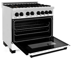 ZLINE Autograph Edition 36" 4.6 cu. ft. Dual Fuel Range with Gas Stove and Electric Oven in Stainless Steel with White Matte Door and Accents - RAZ-WM-36 - The Home Selection