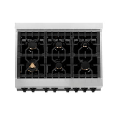 ZLINE Autograph Edition 36" 4.6 cu. ft. Dual Fuel Range with Gas Stove and Electric Oven in Stainless Steel with White Matte Door and Accents - RAZ-WM-36 - The Home Selection