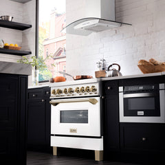 ZLINE Autograph Edition 36" 4.6 cu. ft. Dual Fuel Range with Gas Stove and Electric Oven in Stainless Steel with White Matte Door and Accents - RAZ-WM-36 - The Home Selection