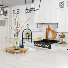 ZLINE Autograph Edition 36" Porcelain Rangetop with 6 Gas Burners in Black Stainless Steel with Accents - RTBZ-36 - The Home Selection