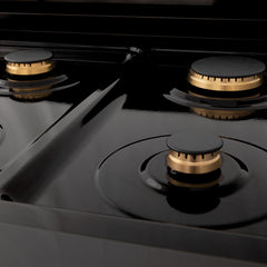 ZLINE Autograph Edition 36" Porcelain Rangetop with 6 Gas Burners in Black Stainless Steel with Accents - RTBZ-36 - The Home Selection