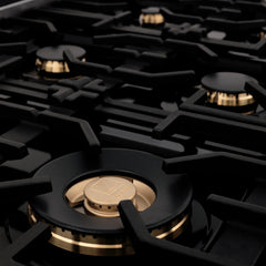 ZLINE Autograph Edition 36" Porcelain Rangetop with 6 Gas Burners in Stainless Steel with Accents - RTZ-36 - The Home Selection