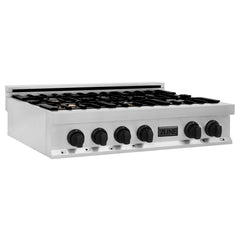 ZLINE Autograph Edition 36" Porcelain Rangetop with 6 Gas Burners in Stainless Steel with Accents - RTZ-36 - The Home Selection