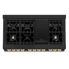ZLINE Autograph Edition 48" 6.0 cu. ft. Dual Fuel Range with Gas Stove and Electric Oven in Black Stainless Steel with Accents - RABZ-48 - The Home Selection